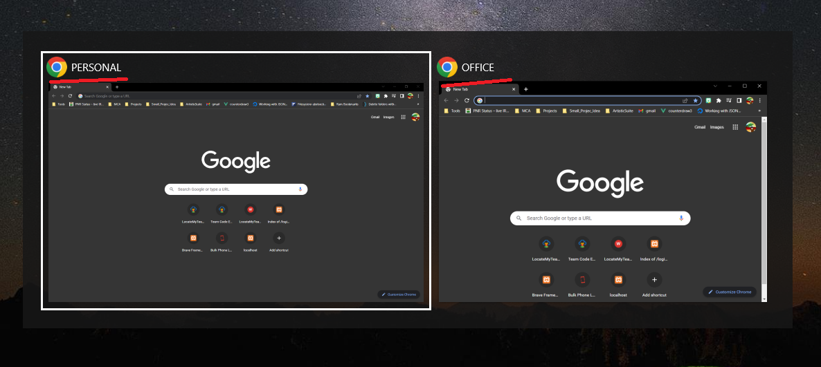 How Alt+Tab Preview appears after Naming Chrome Windows